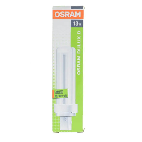 Osram Dulux D fluorescent light bulb packaging on a white background