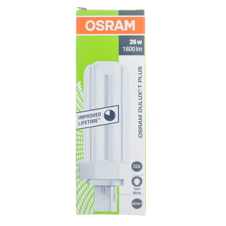 Osram Dulux T Plus light bulb packaging on a white background