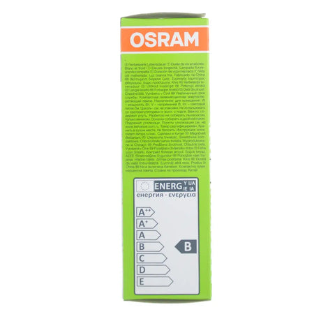 OSRAM product packaging with energy label on a white background