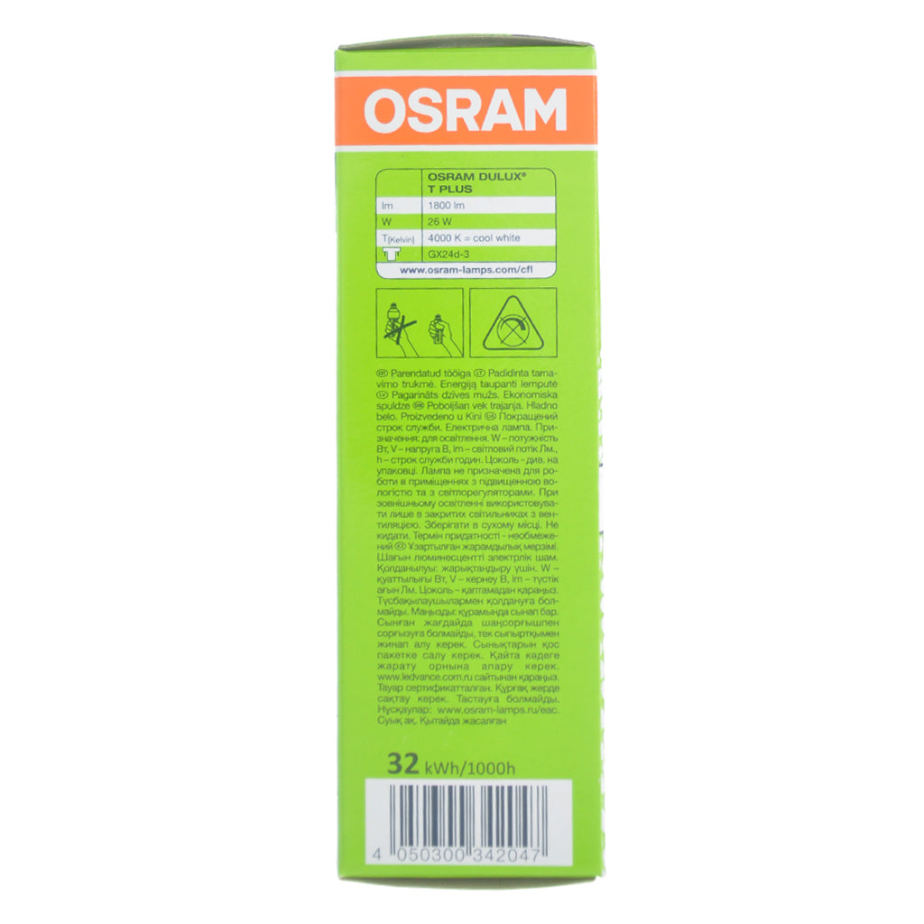 OSRAM Dulux T Plus Compact Fluorescent Light Bulb GX24d-3 26W/840