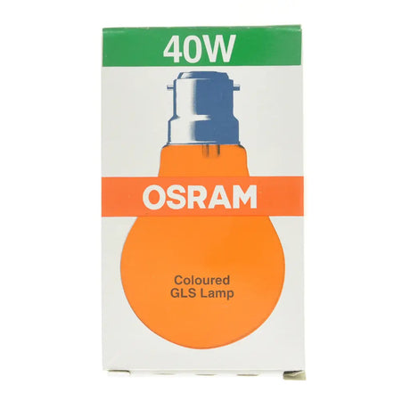 OSRAM colored GLS lamp packaging with 40W rating on a white background