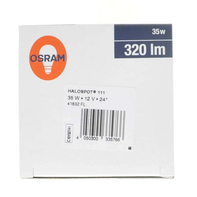 OSRAM light bulb packaging with specifications on a white background
