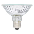 Clear halogen light bulb on a white background