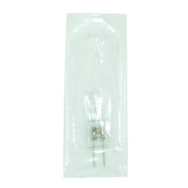Clear plastic packaging with a small object inside on a white background