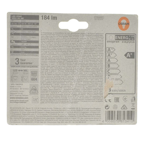 OSRAM MR11 LED Light Bulb GU4 12V 2.9W 36° W/W