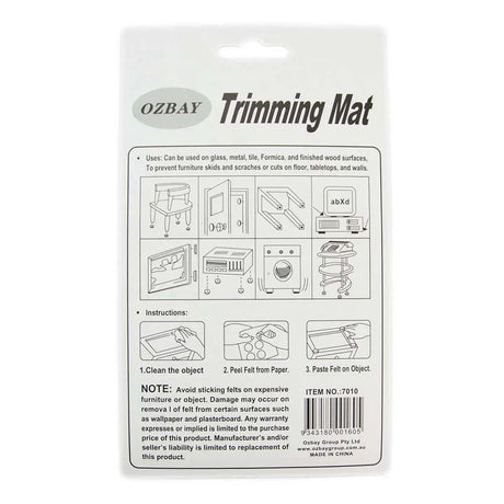 Ozbay Trimming Mat packaging with illustrations and text on a white background
