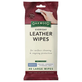Pack of Oakwood Everyday Leather Wipes on a white background