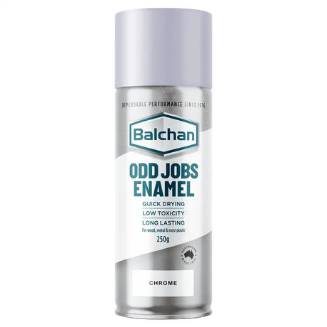 Balcham Odd Jobs Enamel chrome spray can on a white background