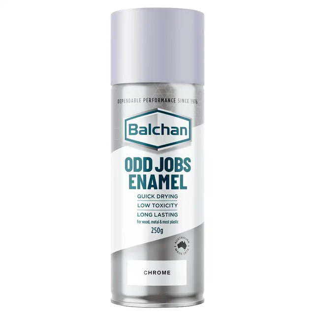 Balcham Odd Jobs Enamel chrome spray can on a white background