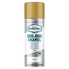 Balcham Odd Jobs Enamel spray can with gold lid on a white background