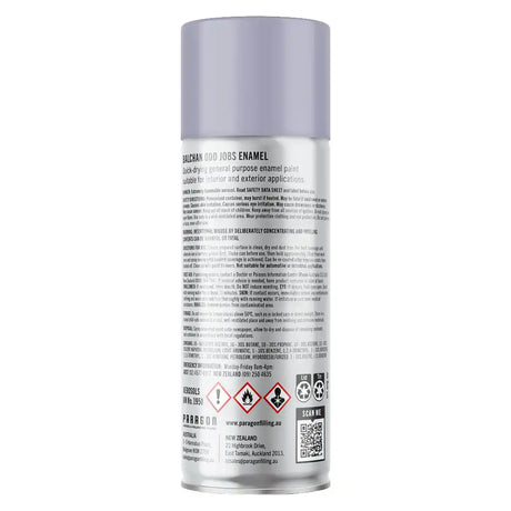 grey primer Spray paint can with label on a white background