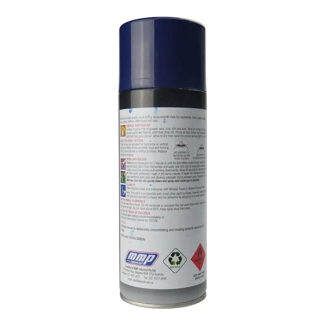 Aerosol can with a blue cap on a white background