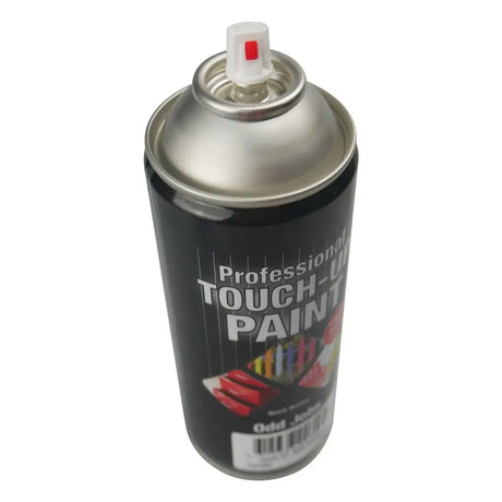 Spray paint can with black label on a white background
