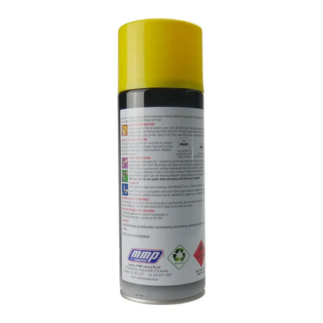 Spray can with yellow cap on a white background