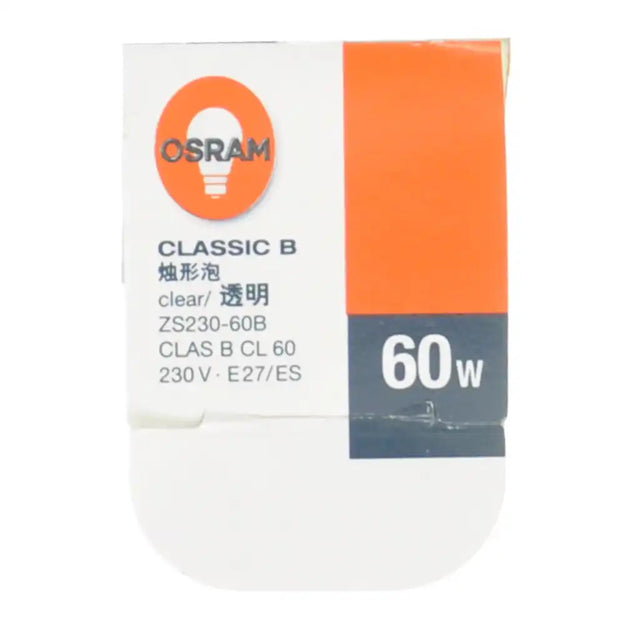OSRAM light bulb packaging with 60W rating on a white background