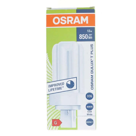 OSRAM Dulux Plus light bulb packaging on a white background