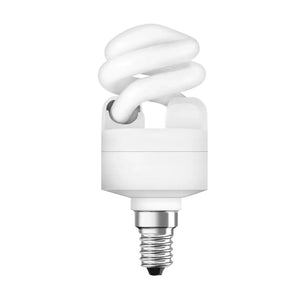 CFL e14 light bulb on a white background