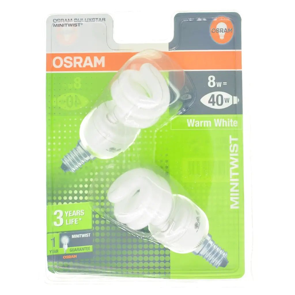 Osram light bulbs in packaging with green and orange design