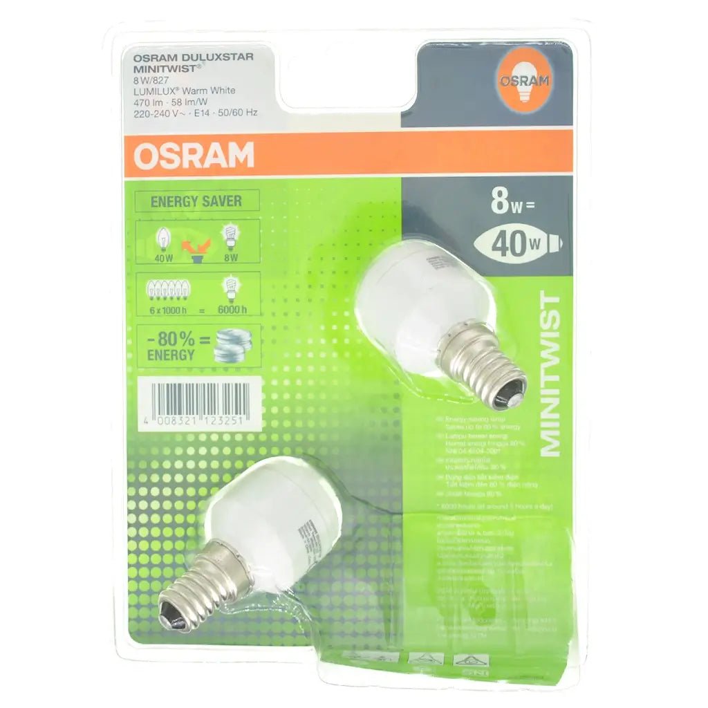 Osram energy-saving light bulb packaging on a white background