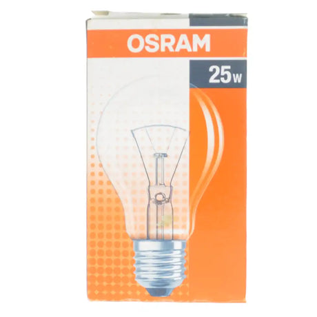 OSRAM light bulb packaging with an orange background