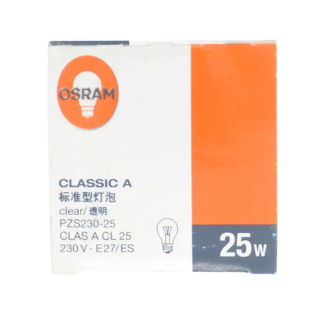 Osram light bulb packaging with orange and white design