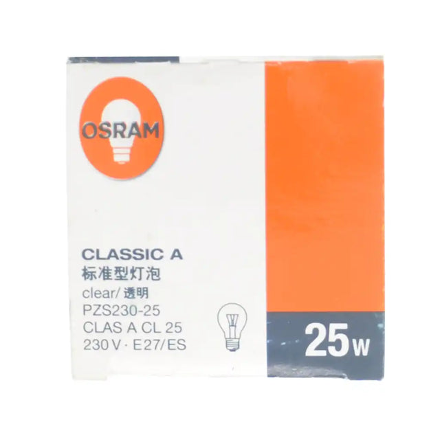 Osram light bulb packaging with orange and white design