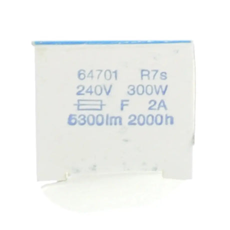 Light bulb with specifications printed on a white background