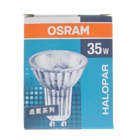 OSRAM Halopar light bulb packaging with a blue and orange design.