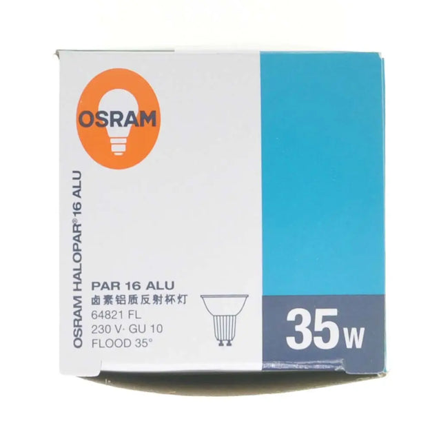 OSRAM light bulb packaging with blue and white design