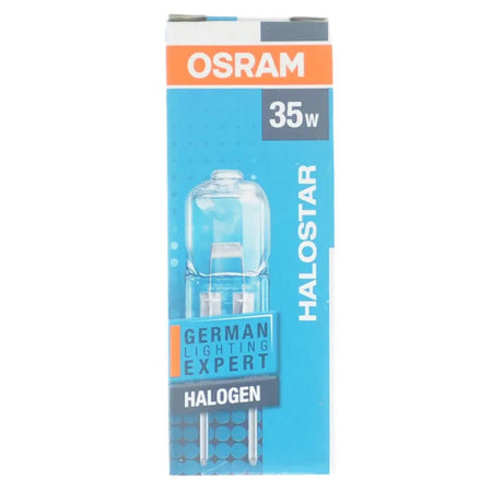 OSRAM Halostar halogen bulb packaging on a white background