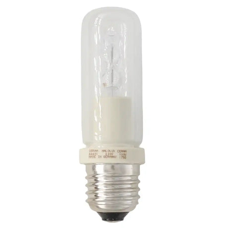 Osram JDD Halolux Ceram E27 230V 100W clear halogen light bulb showing compact JDD form factor and E27 Edison screw base on white background