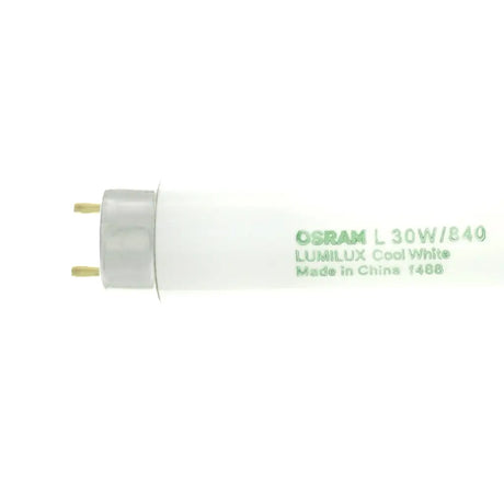 Osram LUMILUX cool white light bulb on a white background