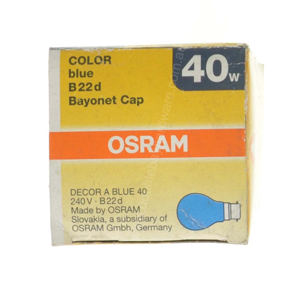 Osram GLS Coloured Incandescent Light Bulb B22 240V 40W Blue