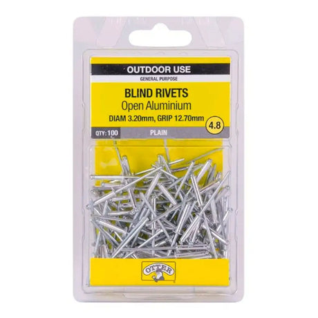 Pack of blind rivets with packaging indicating outdoor use and brand 'Otter'.