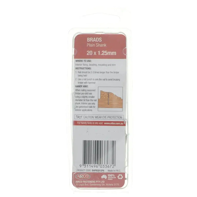 Pack of brads with label on a white background