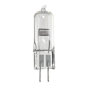 Clear halogen light bulb on a white background