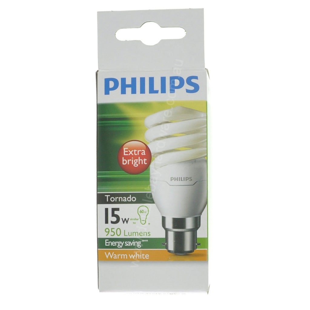 PHILIPS Tornado Spiral Energy Saving Light Bulb B22 15W W/W 137993