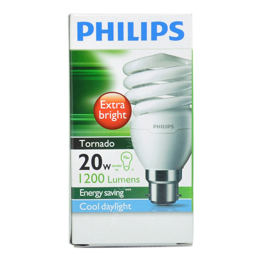 PHILIPS Tornado Spiral Energy Saving Light Bulb B22 20W C/DL 138099