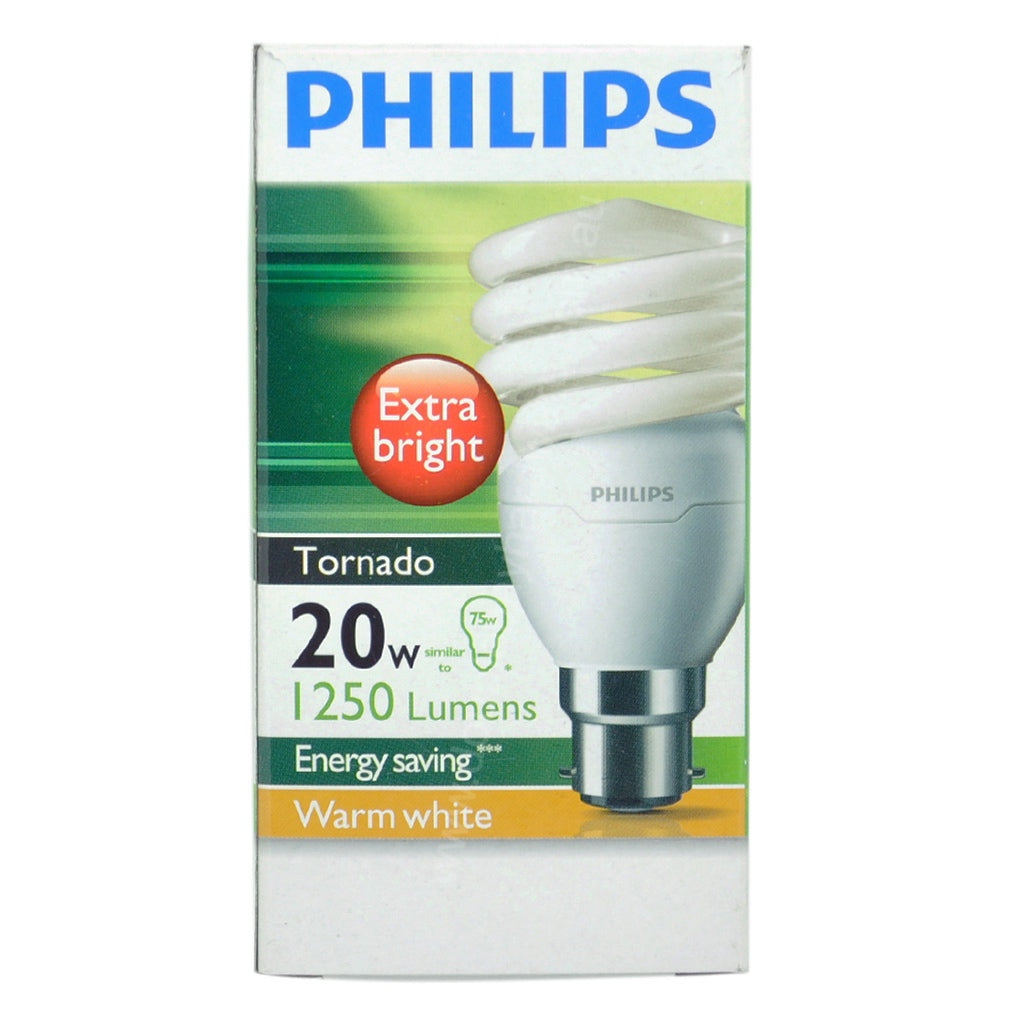 PHILIPS Tornado Spiral Energy Saving Light Bulb B22 20W W/W