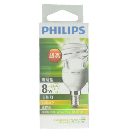 PHILIPS Tornado Spiral Energy Saving Light Bulb E14 220-240V 8W W/W