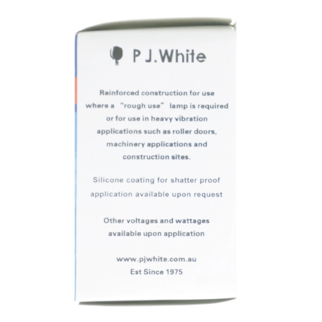 PJ White GLS Incandescent Light Bulb B22 240V 60W Clear