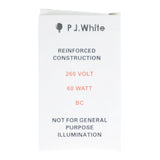 PJ White GLS Incandescent Light Bulb B22 240V 60W Clear