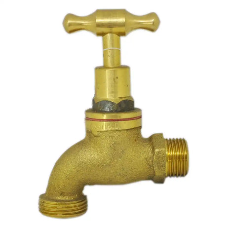 Brass faucet on a white background