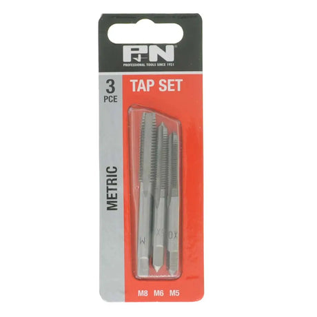 Three-piece tap set in packaging with 'P+H' branding on a white background
