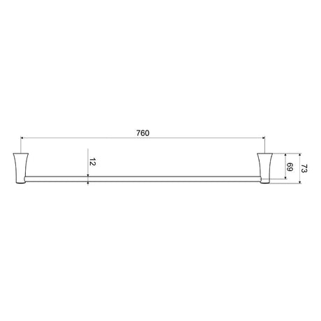 Technical drawing of a rectangular object with dimensions