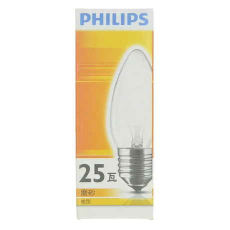 Philips light bulb packaging with a clear bulb on an orange background