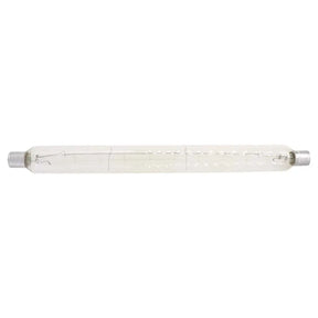 Glass light bulb with metal ends on a white background