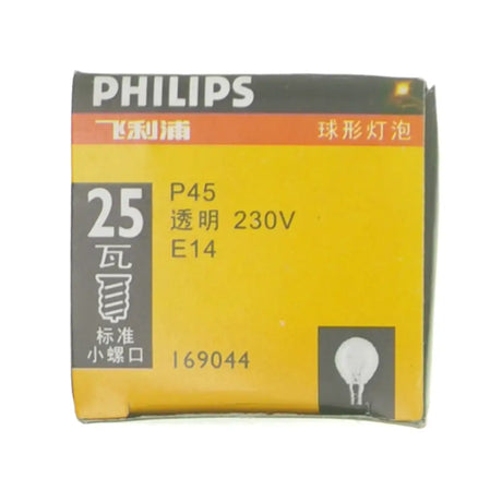 Philips light bulb packaging with specifications on a white background
