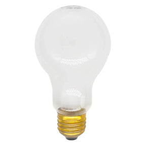 pearl light bulb with gold base on a white background