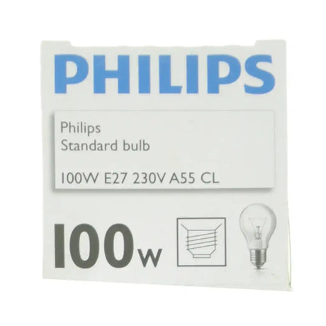 Philips 100w light bulb packaging on a white background